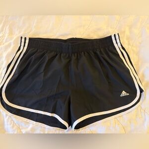 adidas Black Athletic Shorts with White Stripe Trim